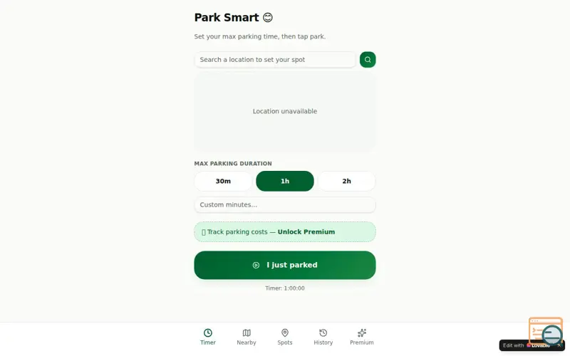 Screenshot of ParkSmart