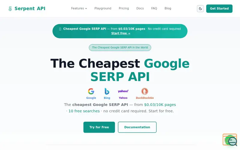 Screenshot of Serpent API
