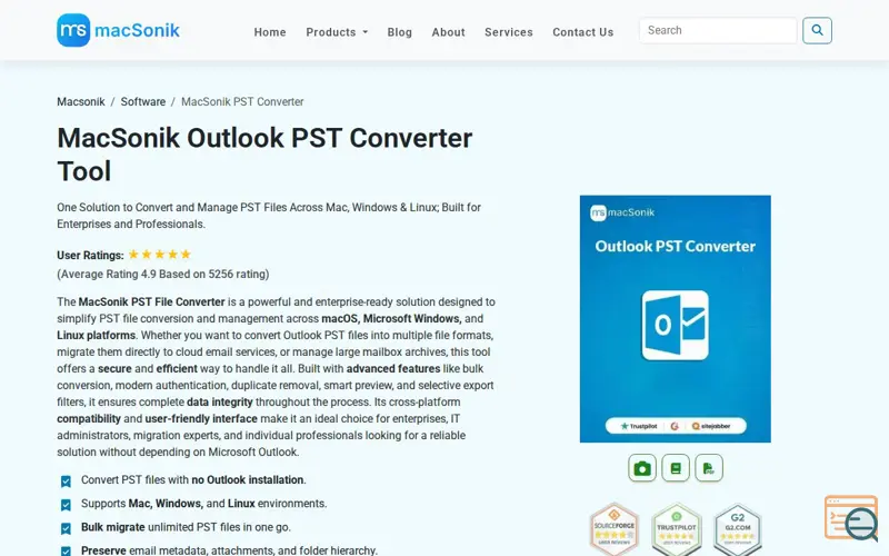 Screenshot of MacSonik Outlook PST Converter Tool