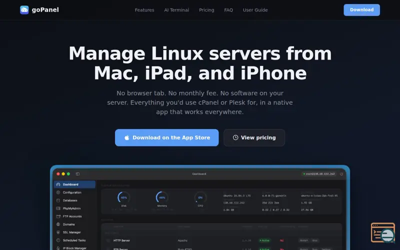 Screenshot of goPanel