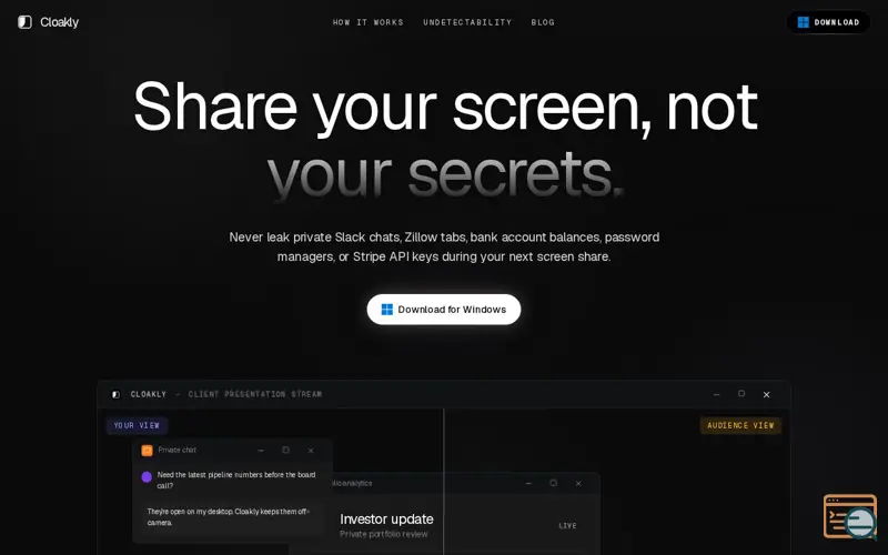 Screenshot of Cloakly