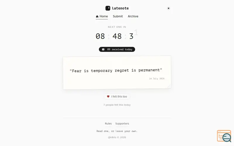 Screenshot of latenote