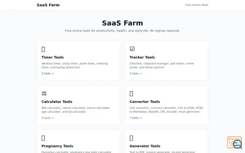 Screenshot of SaaS Farm