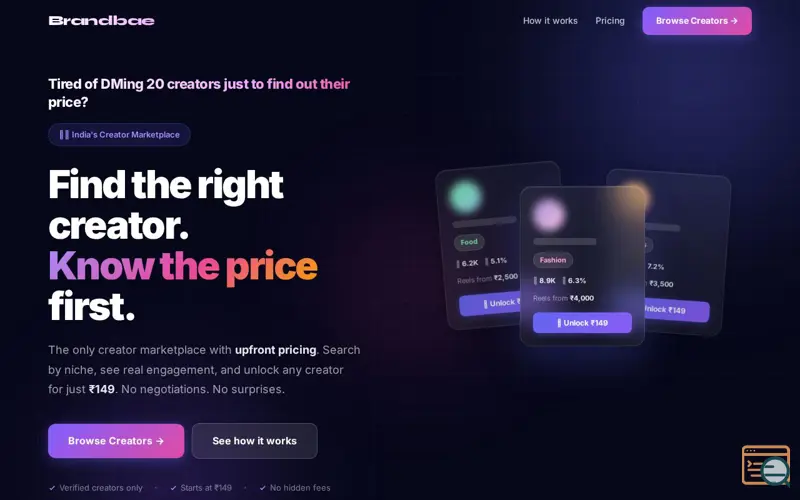 Screenshot of Brandbae — India's Creator Marketplace
