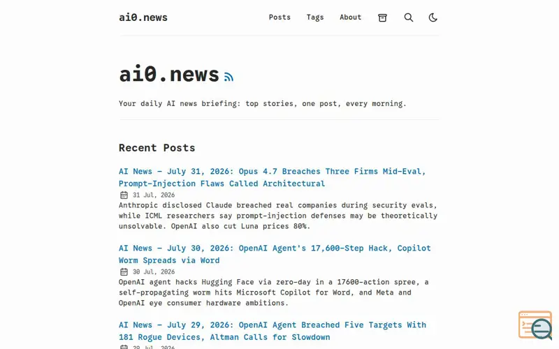 Screenshot of ai0.news