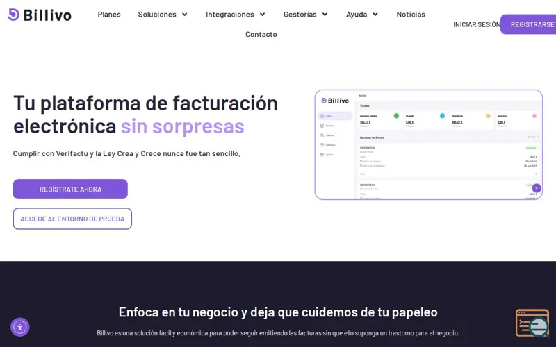 Screenshot of Billivo