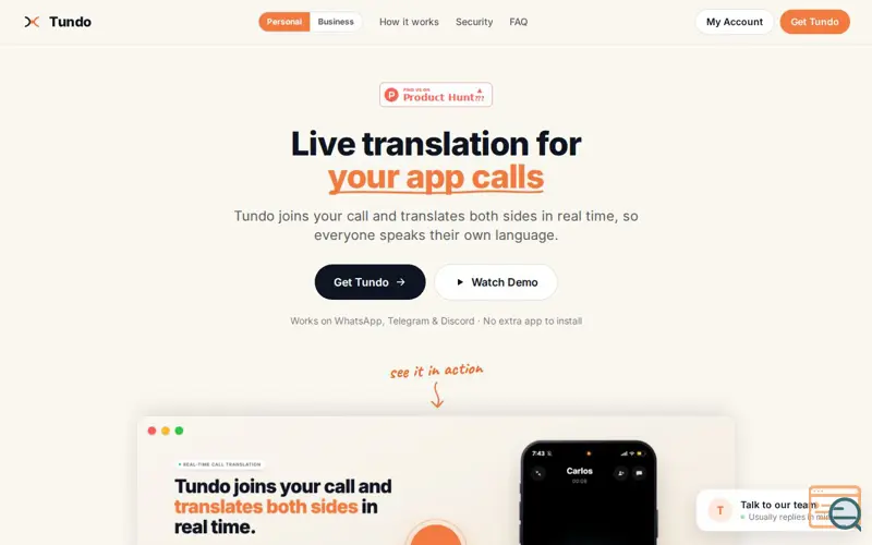 Screenshot of Tundo AI