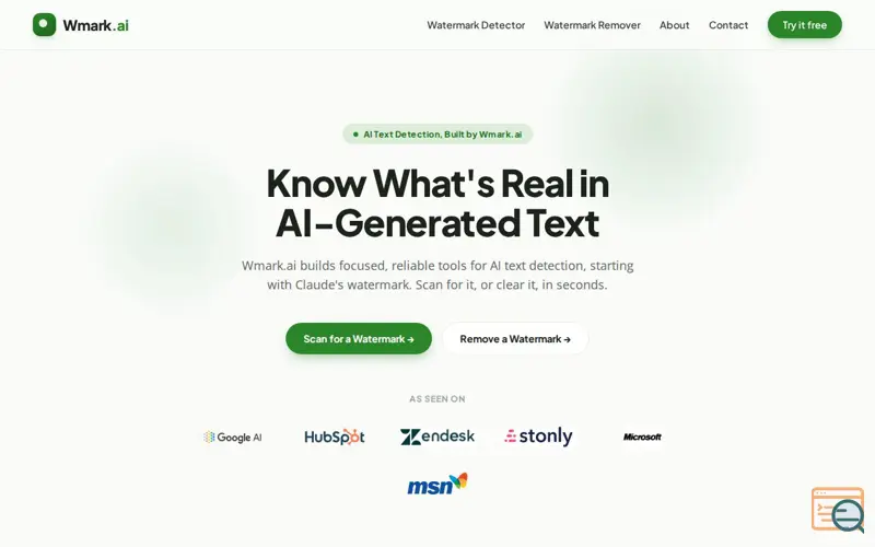 Screenshot of Wmark.ai – Claude AI Text & Watermark Detection