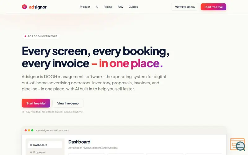 Screenshot of Adsignor