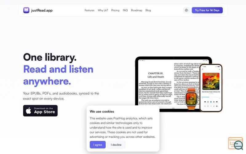Screenshot of justRead, a launch using SaaS Browser
