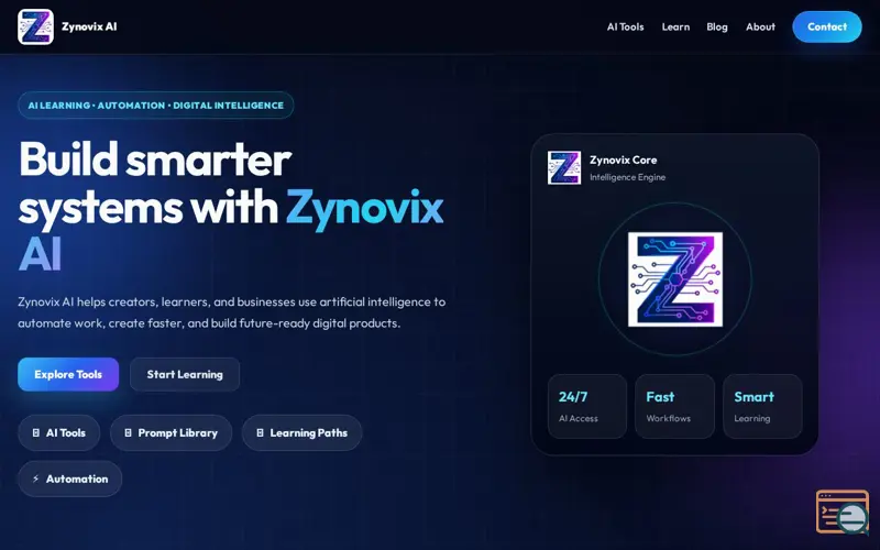 Screenshot of Zynovix AI