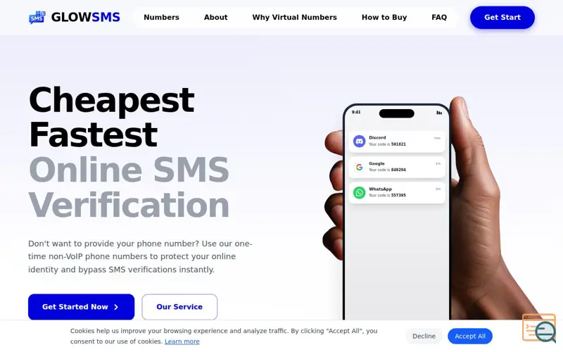Screenshot of GLOWSMS, a launch using Framer