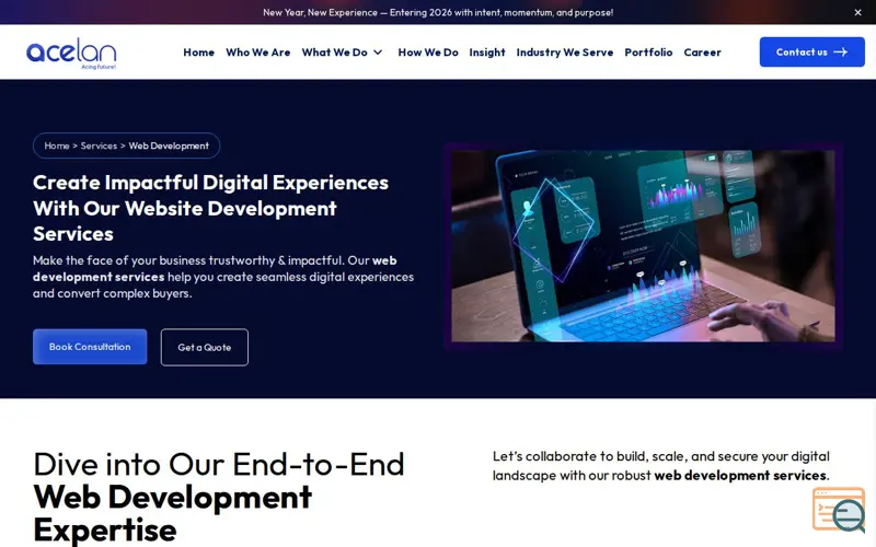 Screenshot of custom web development services