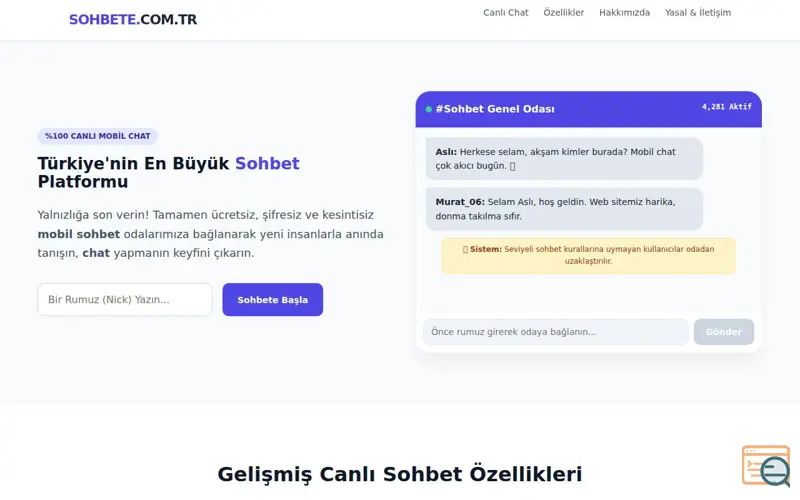 Screenshot of Web Sohbet
