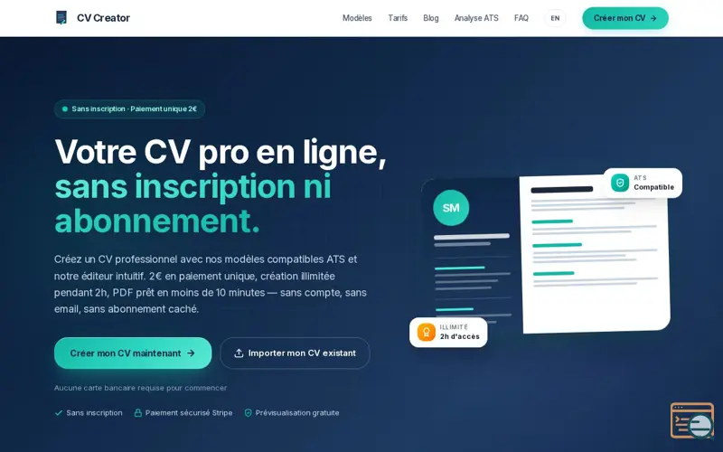 Screenshot of CV Creator