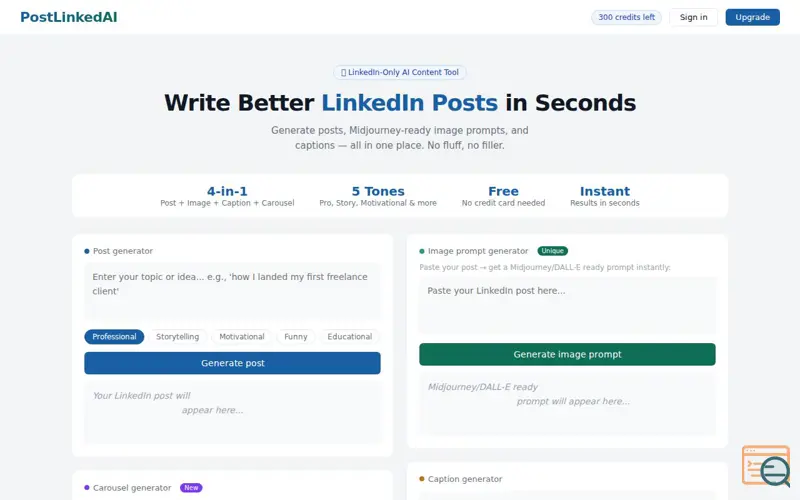 Screenshot of PostLinkedAI