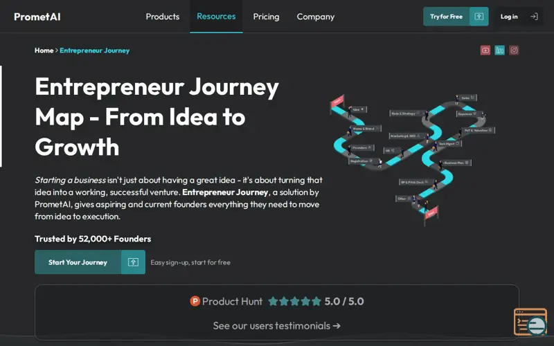 Screenshot of PrometAI - Entrepreneur Journey, a launch using VSCode for the Web