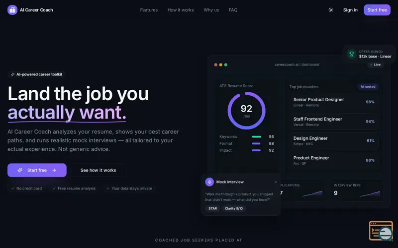 Screenshot of AI Career Coach