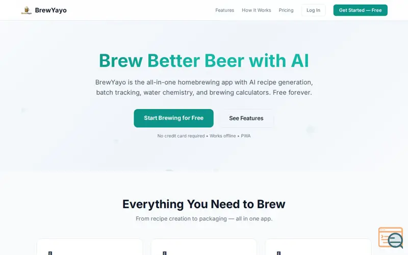 Screenshot of BrewYayo