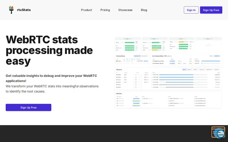 Screenshot of rtcStats