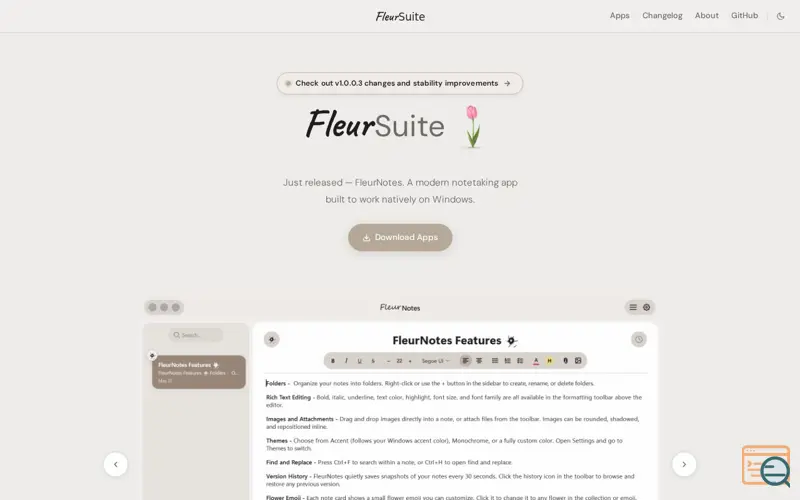 Screenshot of FleurNotes