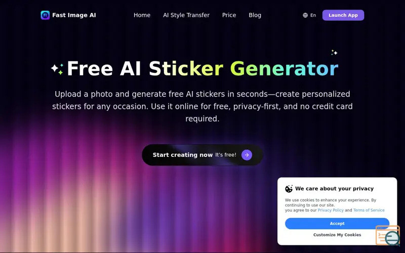 Screenshot of Fast Image AI Sticker Generator 