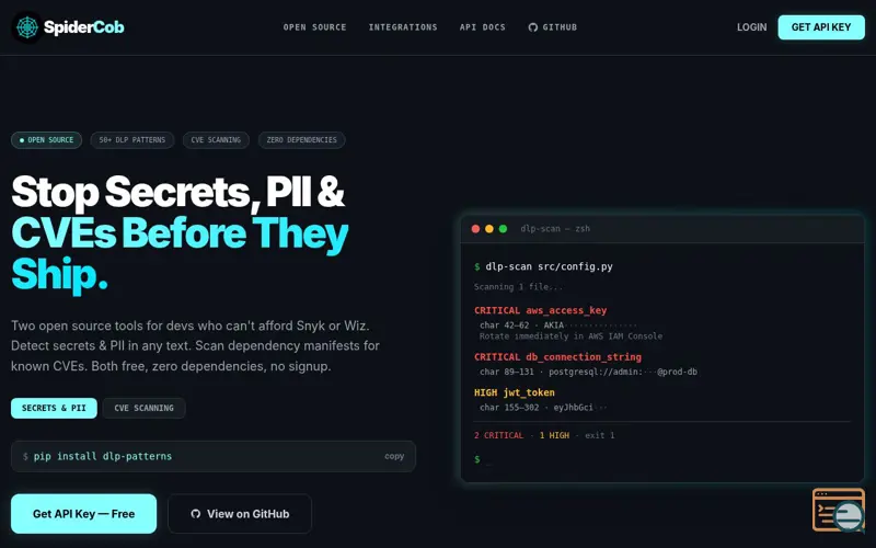 Screenshot of SpiderCob, a launch using tsParticles