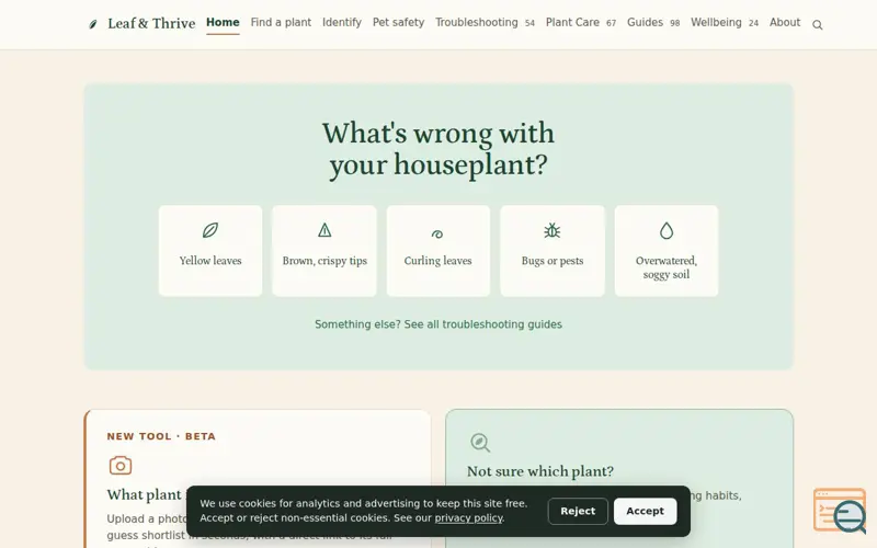 Screenshot of Leaf & Thrive