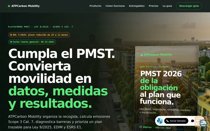 Screenshot of ATPCarbon Mobility — Plataforma PMST para Ley 9/2025 y Scope 3