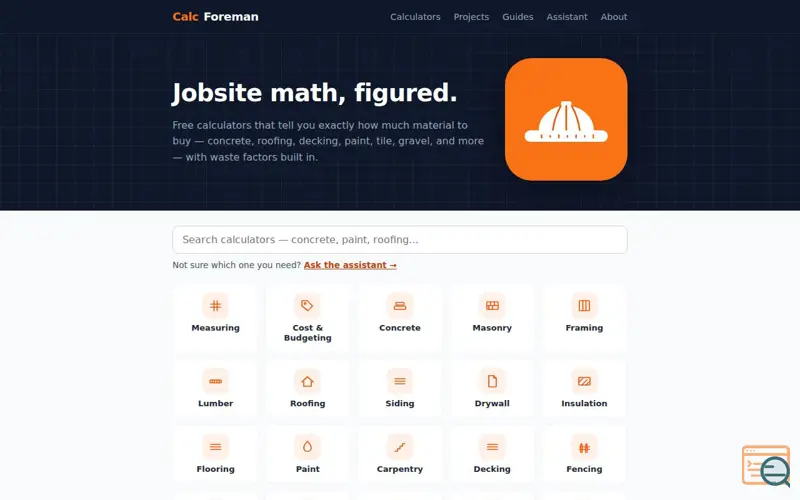 Screenshot of CalcForeman