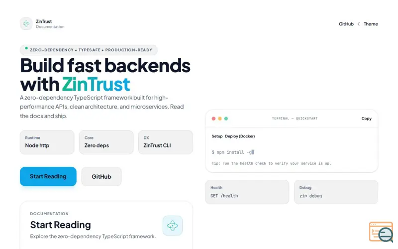 Screenshot of ZinTrust