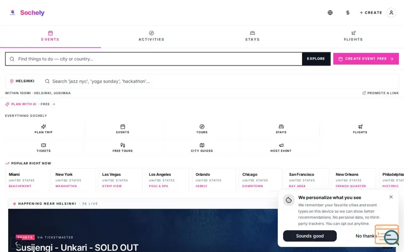 Screenshot of Sochely- Events & Activities Destination
