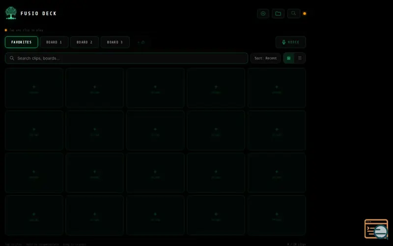 Screenshot of Fusio Deck