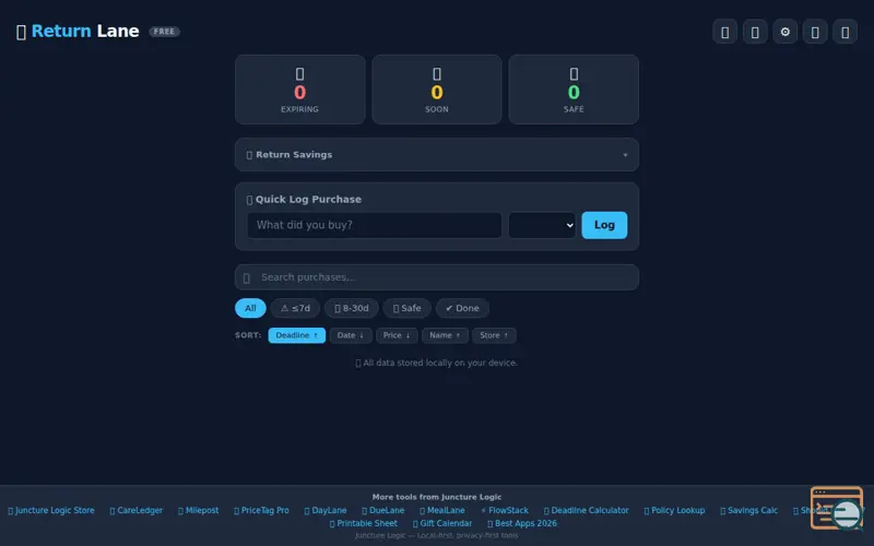 Screenshot of ReturnLane