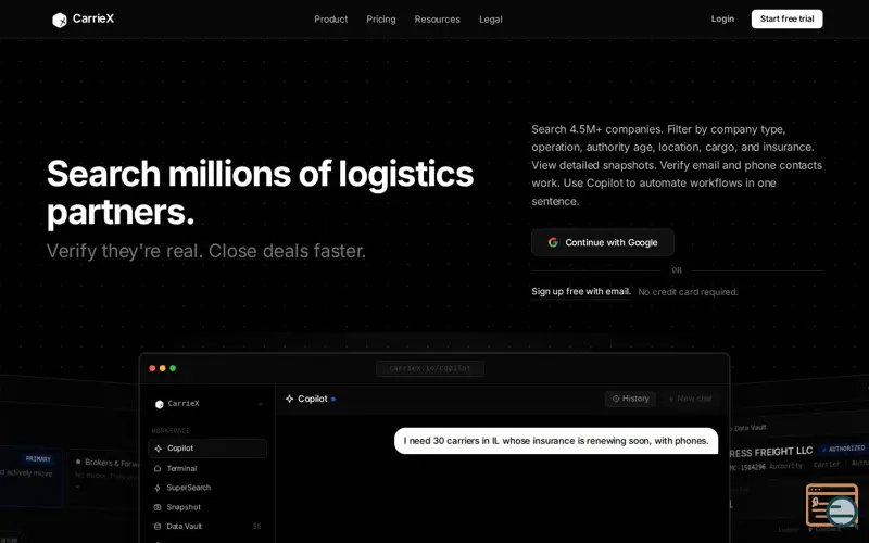 Screenshot of CarrieX