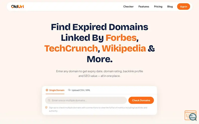 Screenshot of OldUrl - Quality Expired Domain Finder