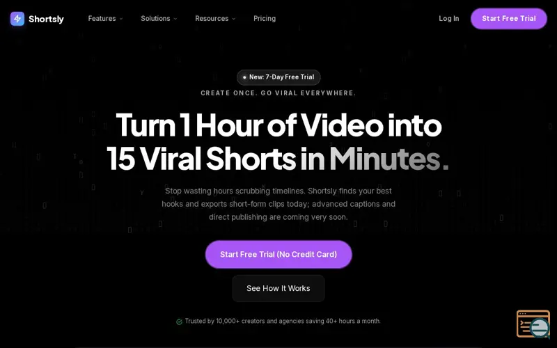 Screenshot of Shortsly AI