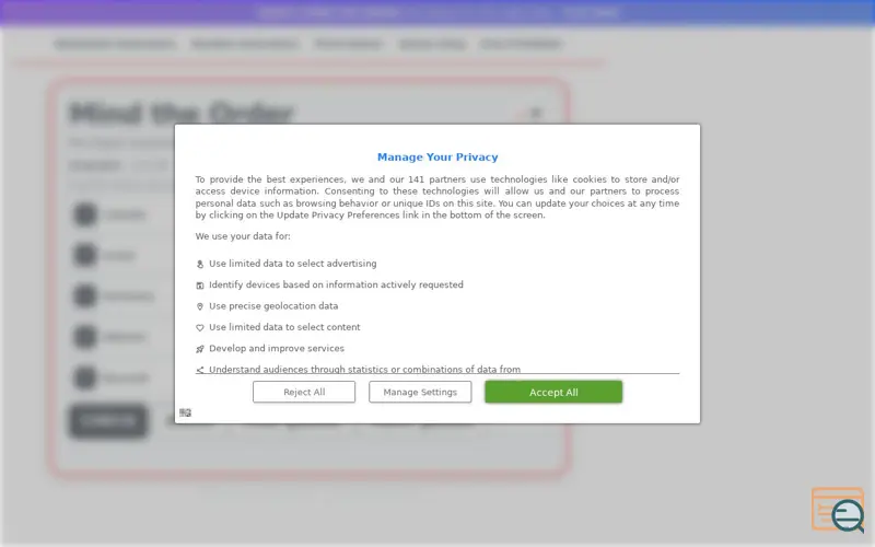 Screenshot of Mind the Order