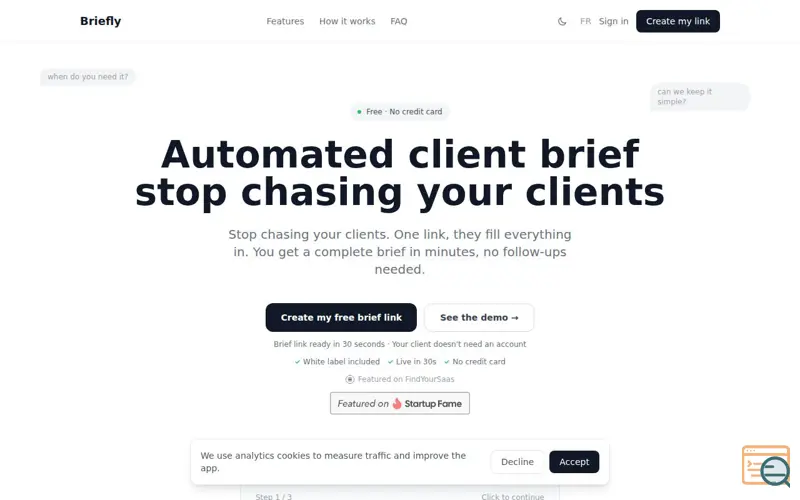 Screenshot of Briefly