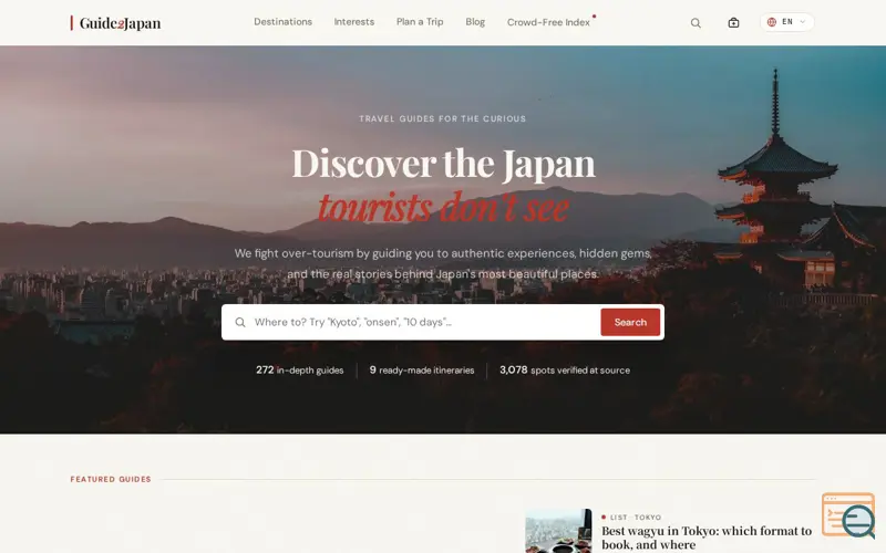 Screenshot of Guide2Japan