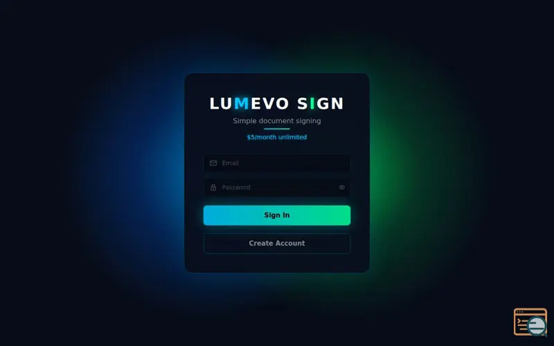 Screenshot of Lumevo Sign