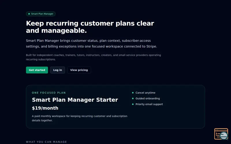 Screenshot of Smart Plan Manager