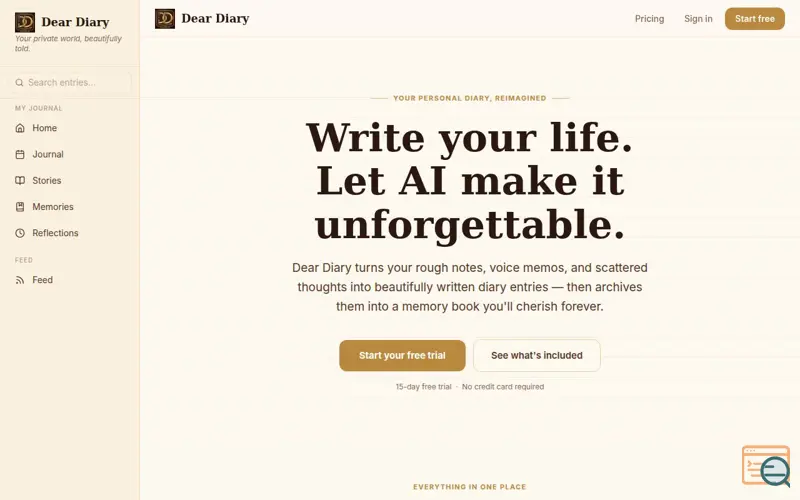 Screenshot of Dear Diary World