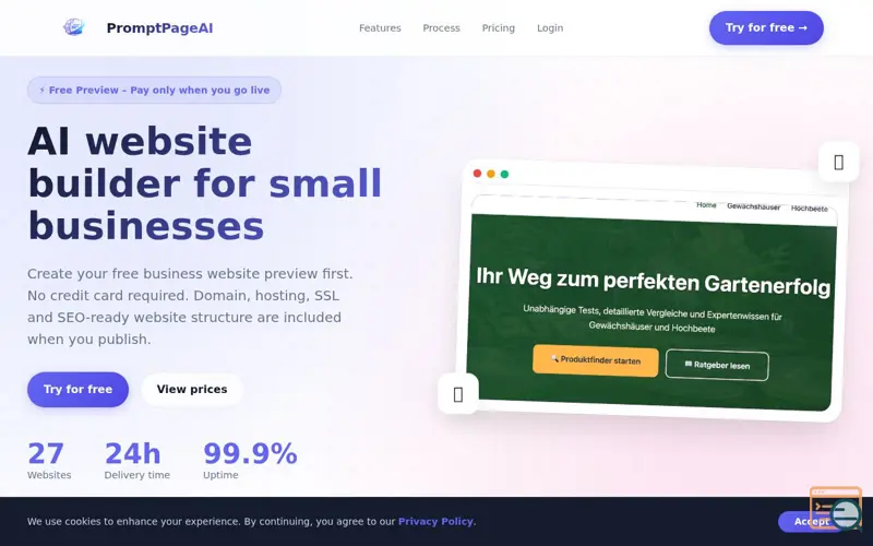 Screenshot of PromptPageAI