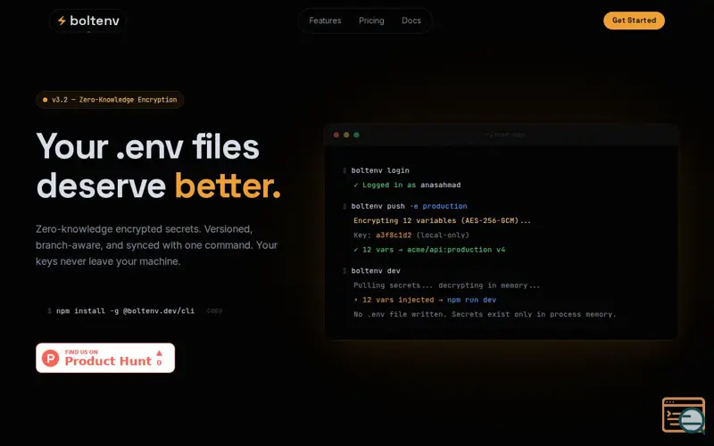 Screenshot of boltenv - Manage env's with 2 Commands