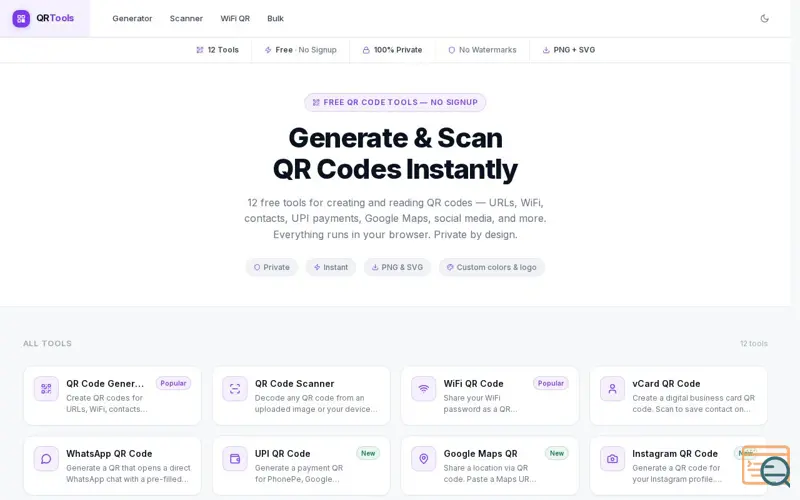 Screenshot of QR Tools by Renderlog