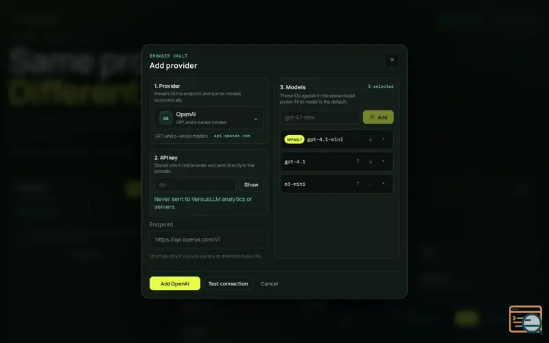 Screenshot of VersusLLM