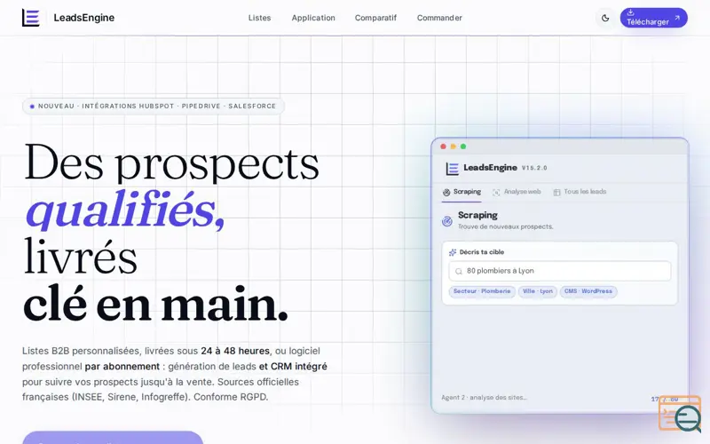 Screenshot of LeadsEngine