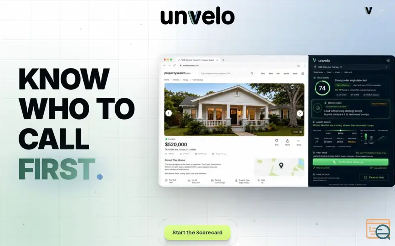 Screenshot of Unvelo, a launch using Lenis