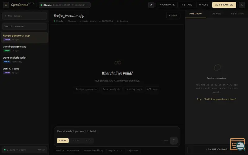 Screenshot of Open Canvas